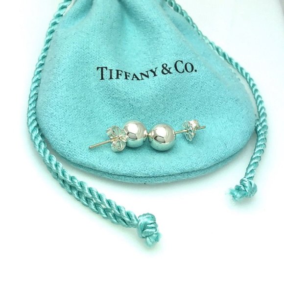 Tiffany & Co HardWear Bead Ball Earrings 8mm in Sterling Silver AUTHENTIC - Picture 3 of 7